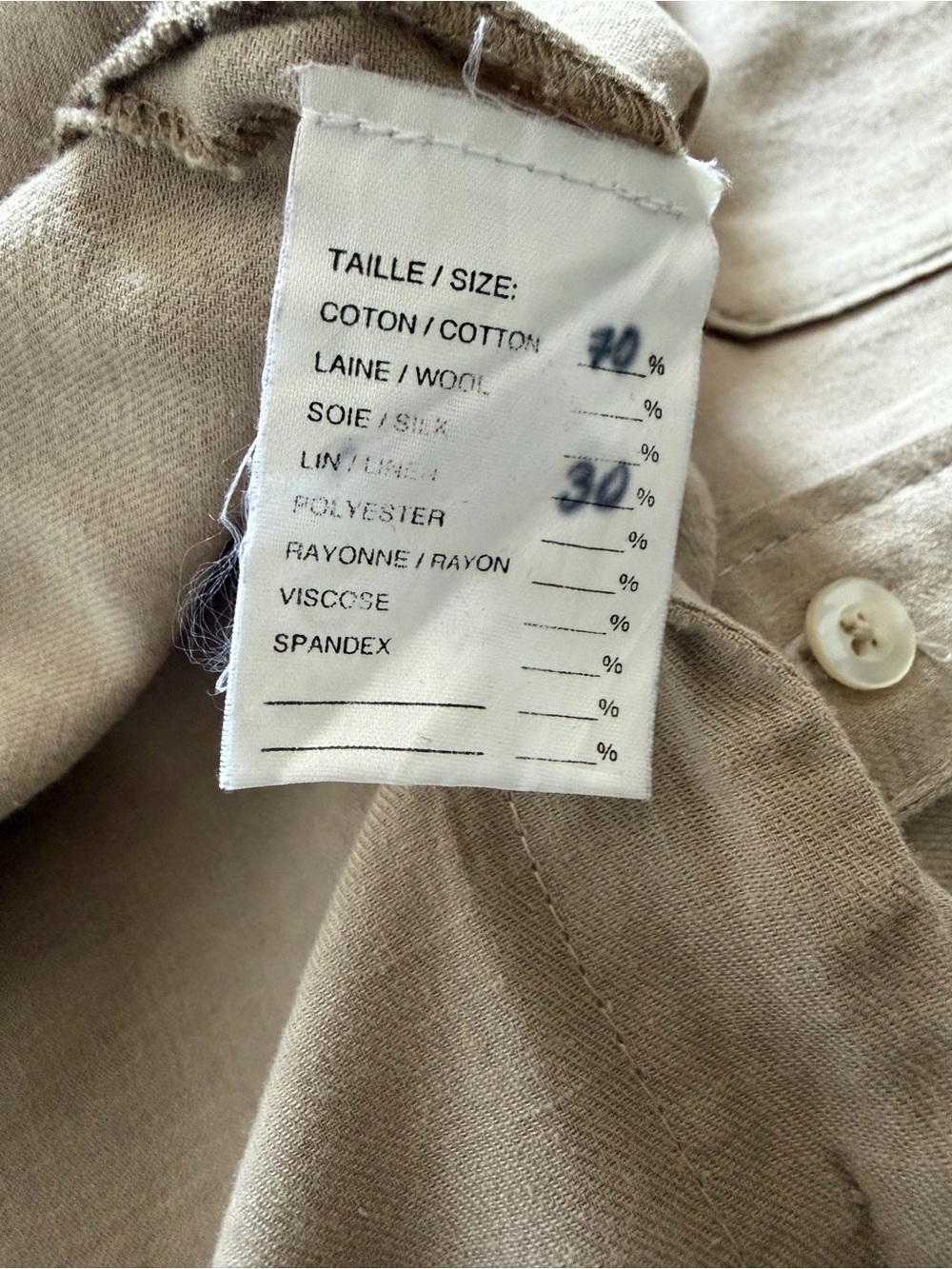 Jennifer Glasgow Tan Button-Down Shirt with Origami Collar - Picture 7 of 8